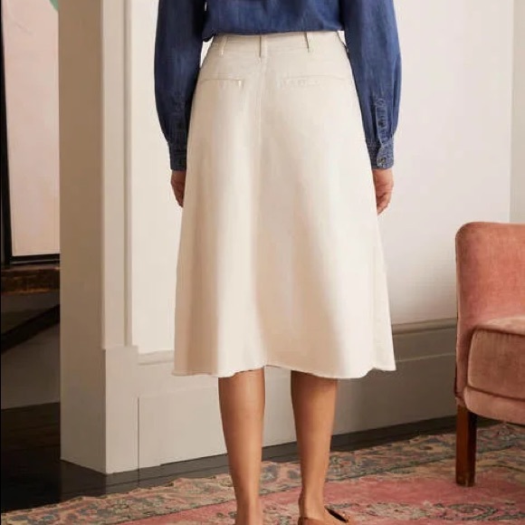 * SOLD * Boden Effie Off-White Ecru Denim Midi A-Line Skirt - Size US 20 - Picture 2 of 14